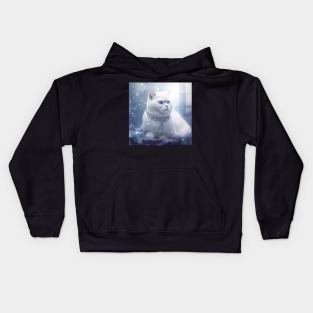 Magical White British Shorthair Cat Kids Hoodie